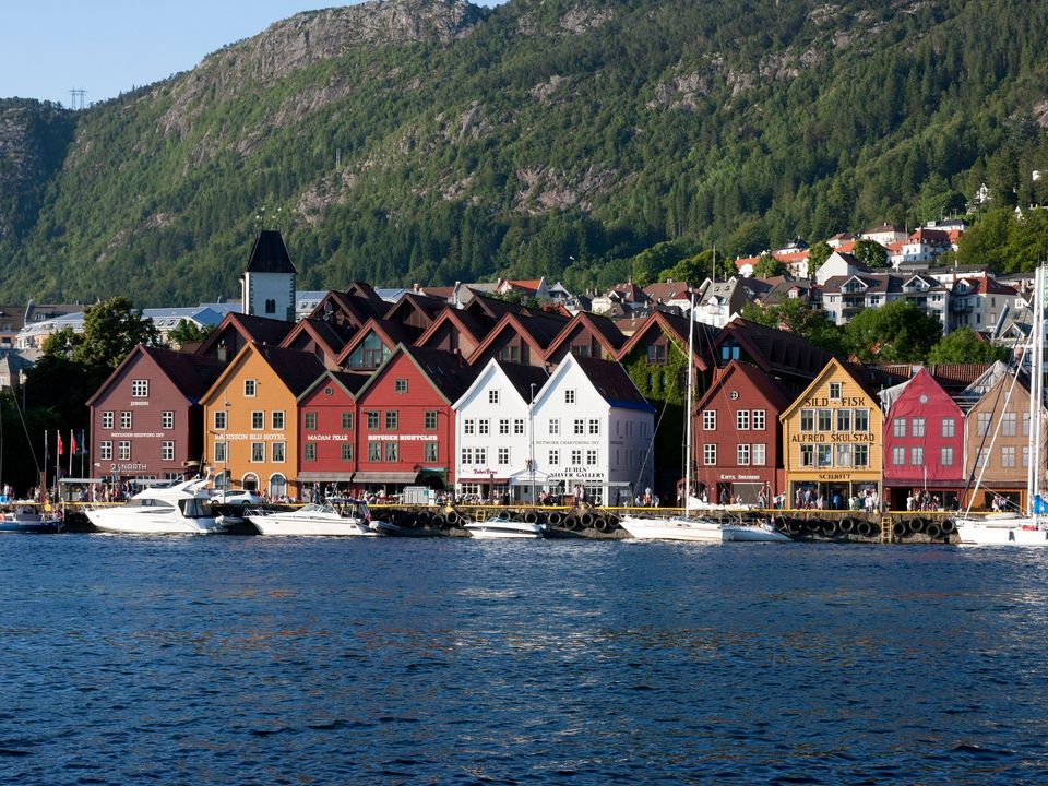 The coloured wooden houses of Bryggen on Bergen's harbour